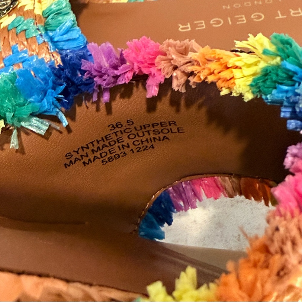 Kurt Geiger Kensington Eagle Casual Rainbow Flat Raffia Slide Sandals 36.5 EU - Picture 13 of 16